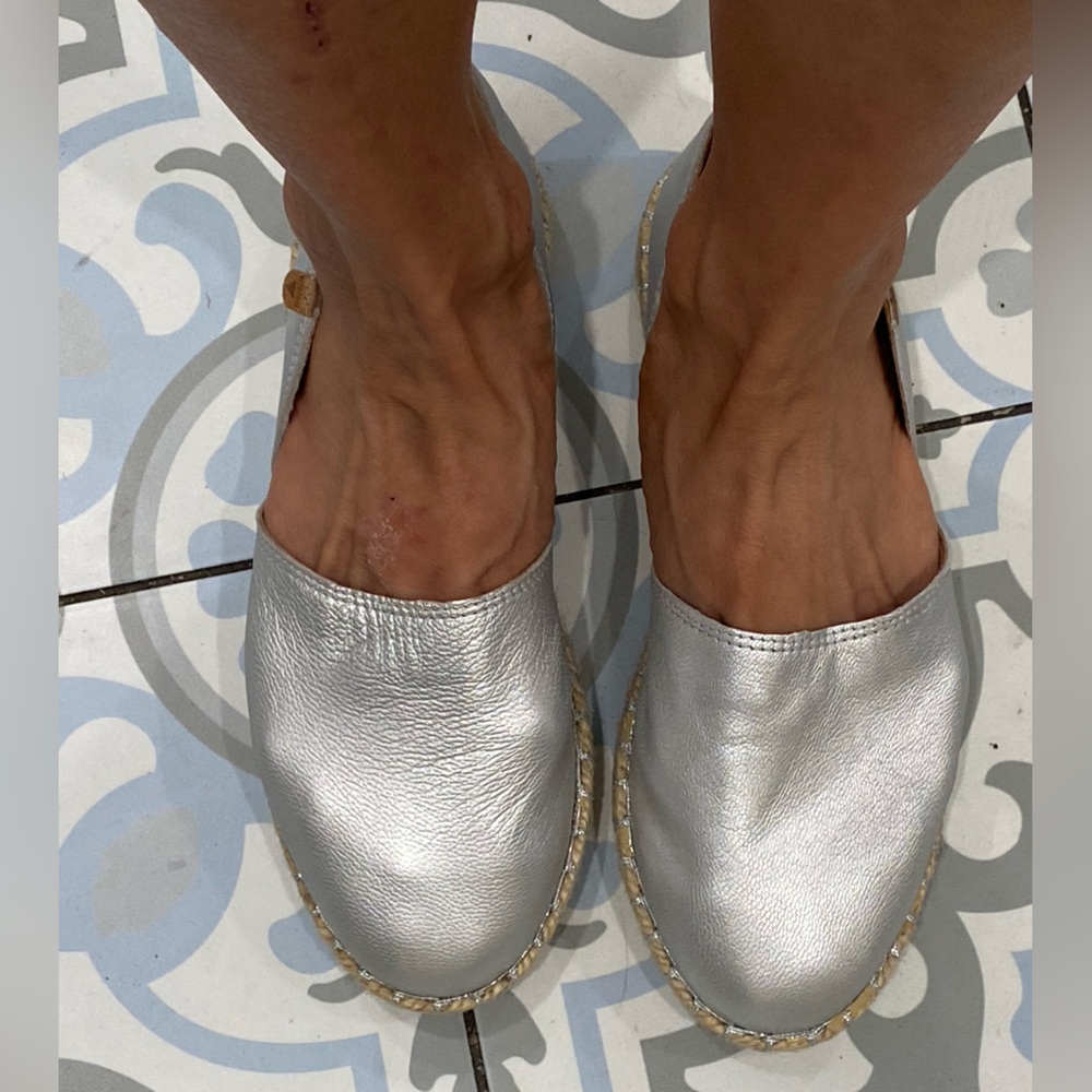 Silver Slip-On Espadrille Flats - Picture 4 of 5